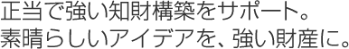 正当で強い知財構築をサポート 素晴らしいアイデアを、強い財産に。